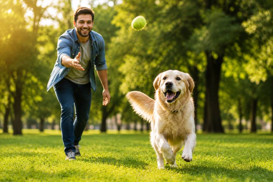 Puppy being trained on a leash outdoors